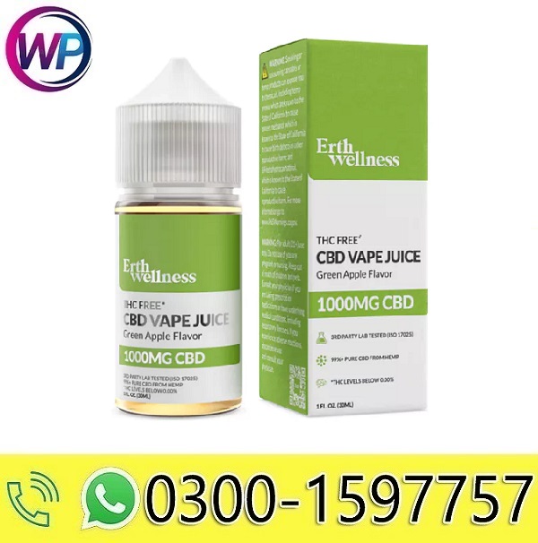 Erth Hemp CBD Vape Juice Green Apple 1000mg 30ml